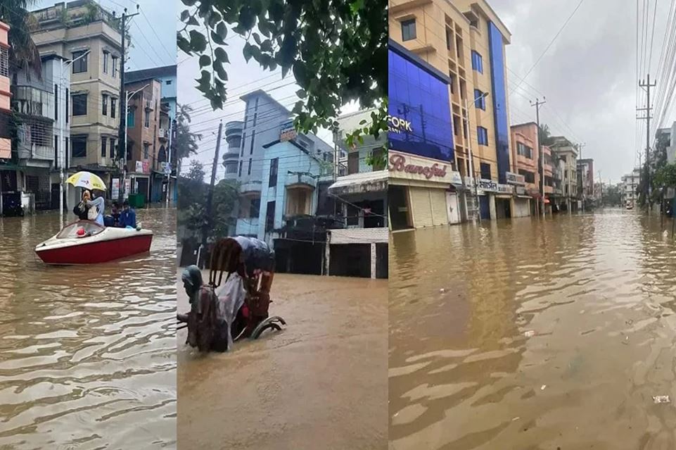 মধ্যরাতে ভারি বৃষ্টি, ডুবল সিলেট নগরীর বহু এলাকা